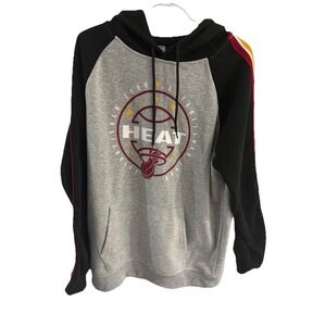 MIAMI HEAT NBA PULLOVER HOODIE SIZE LARGE LONG‎ SLEEVE GRAY SWEATSHIRT POCKETS
